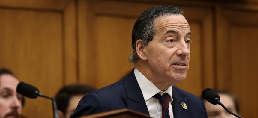 Rep. Jamie Raskin, D-Md., speaks during a House Judiciary Committee hearing on Sept. 17, 2025. Raskin also was a member of the House panel that investigated the Jan. 6 attack on the Capitol. 