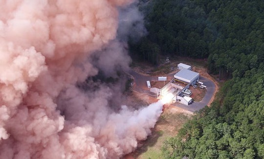 L3Harris’ advanced large solid rocket motor eSR-73 is hot fire tested at the company’s Camden, Arkansas site.