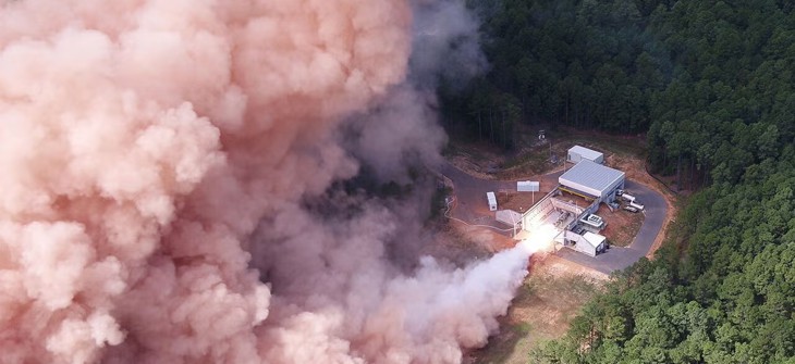 L3Harris’ advanced large solid rocket motor eSR-73 is hot fire tested at the company’s Camden, Arkansas site.