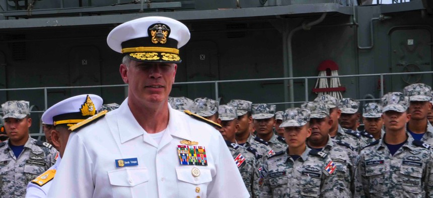 Rear Adm. Derek Trinque has been the Navy staff’s surface warfare director since June.