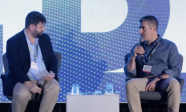 John Hemmings, senior advisor to Pacific Forum, speaks to Mike Cadenazzi, assistant defense secretary for industrial base policy, during the Honolulu Defense Forum, Jan. 13, 2026.
