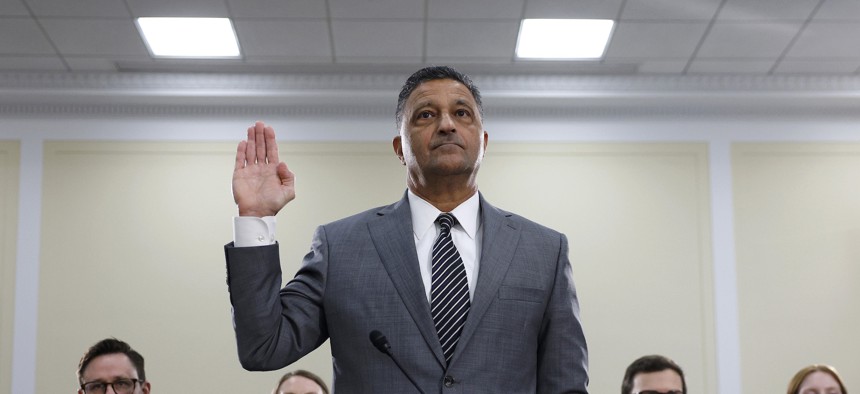 Homeland Security Department Inspector General Joseph Cuffari is sworn in as he testifies before a subcommittee of the House Oversight and Government Reform Committee on July 23, 2025.