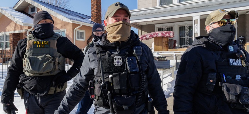 Immigration and Customs Enforcement agents continue to conduct immigration enforcement operations in Minneapolis on Jan. 28, 2026.