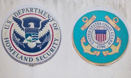 The entrance to a United States Coast Guard Yard is seen on Feb. 16, 2026 in Baltimore, Maryland. The Homeland Security Department is one of a few government agencies included in a partial government shutdown that began Feb. 14.