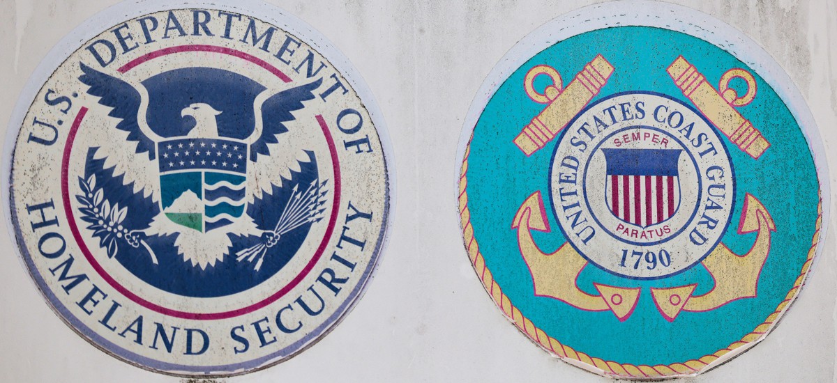 The entrance to a United States Coast Guard Yard is seen on Feb. 16, 2026 in Baltimore, Maryland. The Homeland Security Department is one of a few government agencies included in a partial government shutdown that began Feb. 14.