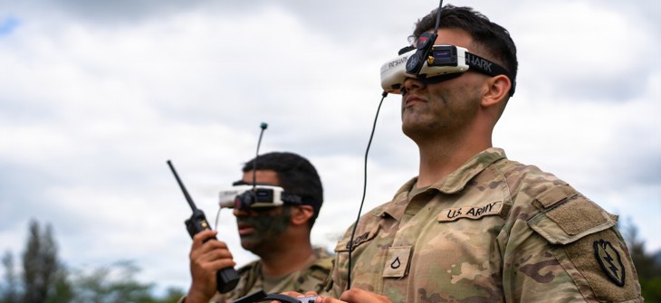 Soldiers assigned to the 25th Infantry Division operate a First-Person View drone during an exercise at Schofield Barracks, Hawaii, Jan. 29, 2026. 