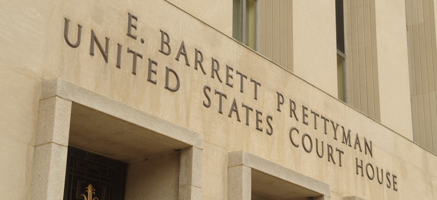 The front entrance of the E. Barrett Prettyman U.S. Court House in Washington, D.C. The Judicial Conference of the U.S. asked Congress to transfer property management authority over federal courthouses from the General Services Administration to the judicial branch. 