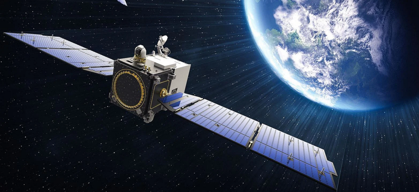 On-orbit render of the Resilient Missile Warning and Tracking (MWT) MEO satellite constellation that Boeing subsidiary Millennium Space Systems is building for the U.S. Space Force
