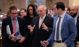 House Majority Leader Steve Scalise, R-La., speaks with reporters in the U.S. Capitol on Feb. 25, 2026. Scalise said that the House will vote on a DHS appropriations bill this week to end the department shutdown. 