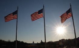 The American flag flies in front of the U.S. Capitol on Feb. 28, 2026. 