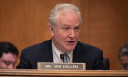 Sen. Chris Van Hollen, D-Md.,  during a Senate hearing on Feb. 5, 2026. He led a letter on Thursday asking about delays to onboarding Foreign Service fellows. 