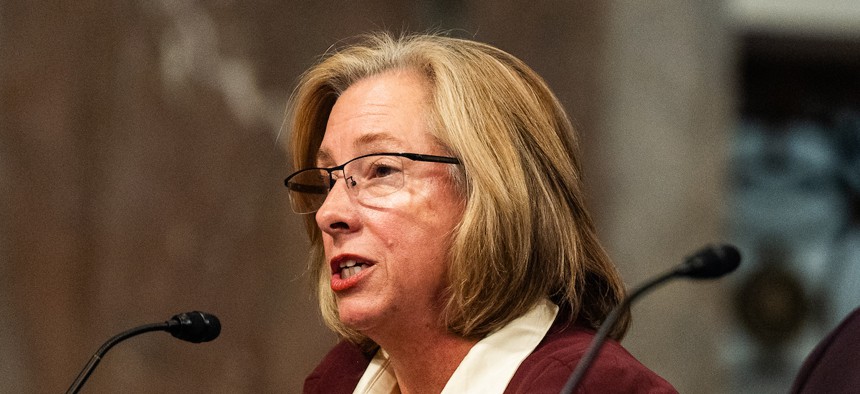 Veterans Affairs Department Inspector General Cheryl Mason during a Senate hearing on Oct. 29, 2025. She was recently elected as the chair of the Council of the Inspectors General on Integrity and Efficiency.