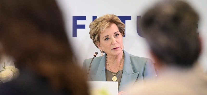 Education Secretary Linda McMahon told employees on Thursday its Washington headquarters contained far more space than the agency requires. 