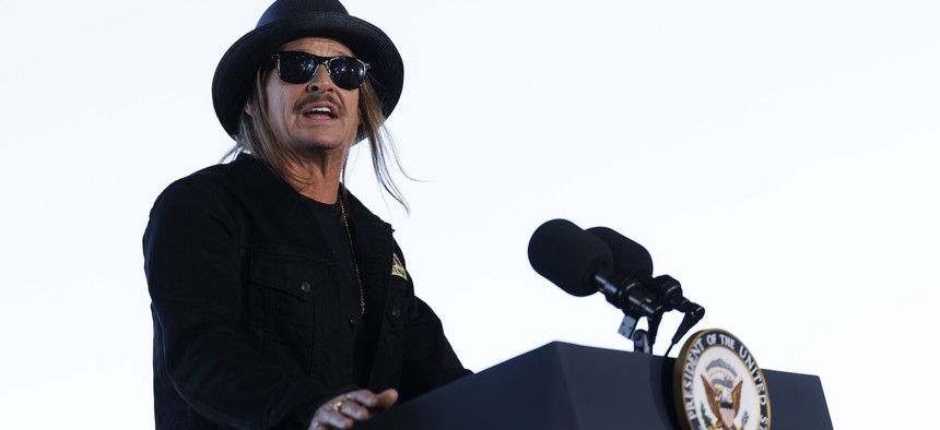 Country singer and Trump supporter Kid Rock is included in a recruitment video.