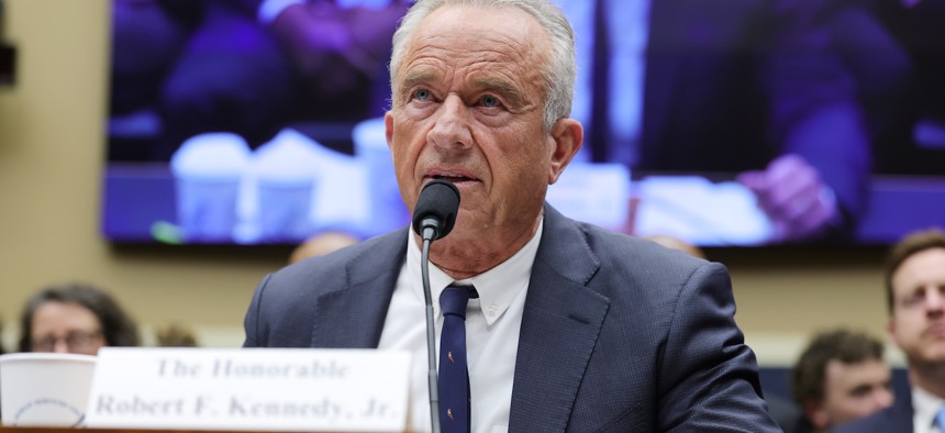 Health and Human Services Secretary Robert F. Kennedy Jr. testifies during a hearing to discuss HHS’ fiscal year 2027 budget request with the House Committee on Energy and Commerce subcommittee on April 21, 2026 in Washington, D.C.