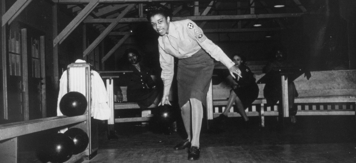 Master Sgt. Helen Starr, of the Women's Army Corps Detachment #2, approaches the lane ready to dispatch the ball at the bowling alley at Fort McClellan, Ala., on Jan. 27, 1944. Many military bases throughout the country maintain bowling alleys on site. Two staff involved in “bowling equipment repairing” will see their job series phased out.