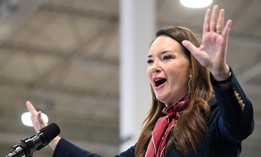 Agriculture Secretary Brooke Rollins speaks at a manufacturing facility on May 5, 2026, in Des Moines, Iowa. For Easter, she sent a message to the department's workforce that said, “Today we celebrate the greatest story ever told." 