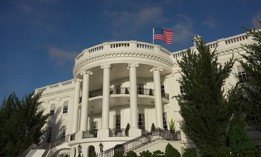 The app includes official statements and policy announcements from the administration, as well as a feed of social media posts from White House accounts and the president. 