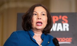 Sen. Tammy Duckworth, D-Ill., speaks during a news conference in the U.S. Capitol on April 14. 