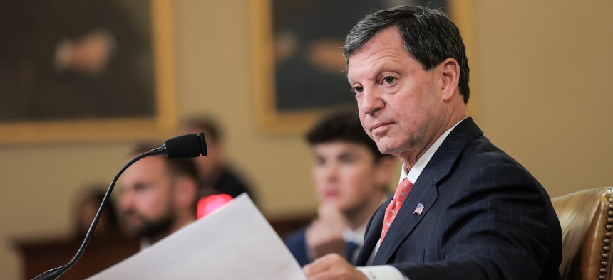 Social Security Commissioner Frank Bisignano listens during a House Committee on Ways and Means Subcommittee hearing on Capitol Hill on June 10, 2026. The committee held the Joint Social Security and Work & Welfare Subcommittee hearing to discuss recent social security initiatives taken by the Trump administration.