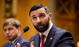 Cameron Hamilton, nominee to be administrator of the Federal Emergency Management Agency, speaks during a hearing on Wednesday. He had previously been fired from serving as acting FEMA chief due to a policy disagreement with President Donald Trump. 
