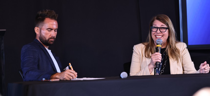 Basia Sall, chief data officer and deputy chief AI officer at the Nuclear Regulatory Commission, spoke June 25 at the ATARC Mission AI Summit in Reston, Va., alongside GovExec editor in chief Frank Konkel.