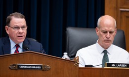 Chairman Sam Graves, R-Mo., and ranking member Rick Larsen, D-Wash., participate in a House Transportation Committee hearing on June 27, 2024. Graves on Wednesday said there's overlap between the Trump's administration Federal Emergency Management Agency recommendations and the bipartisan FEMA Act. 