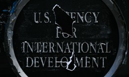 Remnants of signage for the U.S. Agency for International Development in Washington, D.C, on December 29, 2025. The Trump administration shuttered the agency last year. 