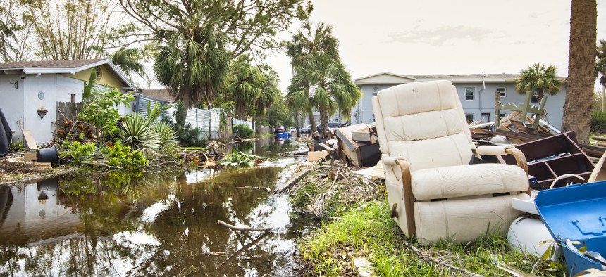 A residential neighborhood is flooded following Hurricane Milton. The inspector general report focused on the Federal Emergency Management Agency's response to the disaster.