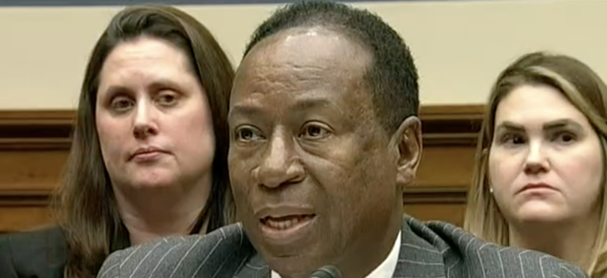 Labor inspector general Larry Turner testifies at a hearing on Dec. 7, 2021.