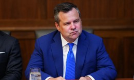 Federal Housing Finance Agency Director Bill Pulte attends a Cabinet meeting, while he was serving as acting director of national intelligence, at Camp David in Maryland on July 31. 