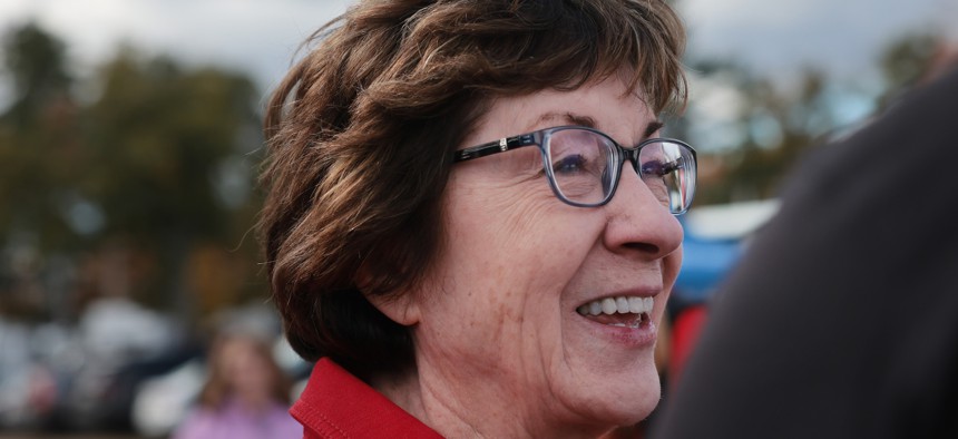 Sen. Susan Collins, R-Maine, campaigns on Oct. 9 in Fryeburg. She is the chair of the Senate Appropriations Committee.  