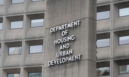 A sign for the Housing and Urban Development Department at its outgoing headquarters in Washington, D.C. 