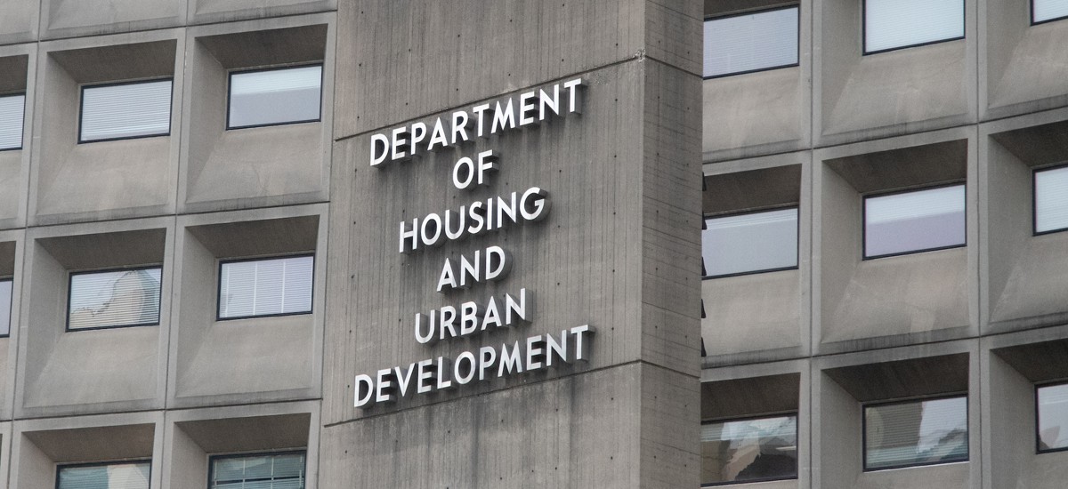 A sign for the Housing and Urban Development Department at its outgoing headquarters in Washington, D.C. 