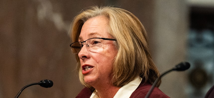 Cheryl Mason, inspector general of the Veterans Affairs Department, speaks during a Senate Veterans' Affairs Committee hearing on Oct. 29, 2025. Mason is also the chair of the Council of the Inspectors General on Integrity and Efficiency. 