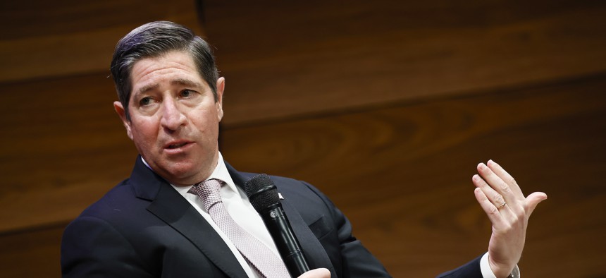 Office of Personnel Management Director Scott Kupor speaks at an event on Jan. 14, 2026, in Washington, D.C. Recently, he said that 16 agencies would be participating in Thursday's virtual hiring fair. 