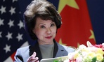 Transportation Secretary Elaine Chao speaks at the China-U.S. Transportation Forum in Beijing in late April. 