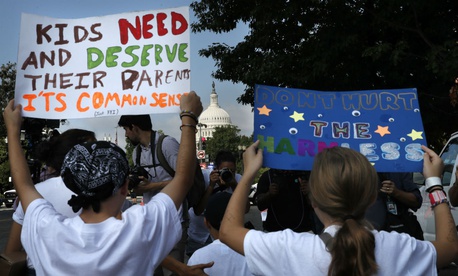 Activists protest family separations at the Capitol on Thursday. 
