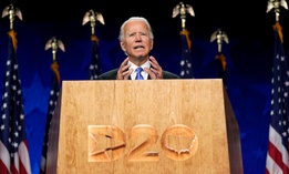 Former Vice President Joe Biden delivers a speech Thursday night accepting the Democratic nomination for president. 