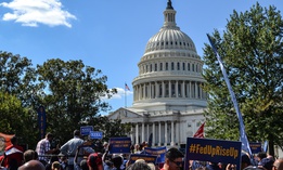Federal employee union members rally near the Capitol in September 2019. 