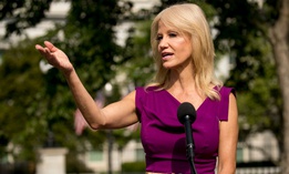 Counselor to the President Kellyanne Conway speaks to reporters outside the White House on Aug. 6.