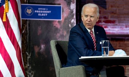 President-elect Joe Biden speaks during a briefing on the economy at The Queen theater Monday in Wilmington, Del. 