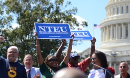 Federal employee union members take part in a rally outside the Capitol in September 2019. 