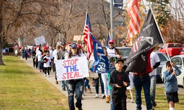 Protesters gather for 'Stop the Steal' rally in November in Montana.