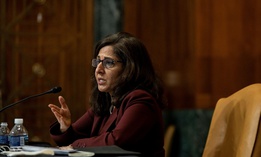 Neera Tanden, President Joe Biden's nominee for Director of the Office of Management and Budget speaks as she appears before a Senate Committee on the Budget hearing on Capitol Hill in Washington on February 10.